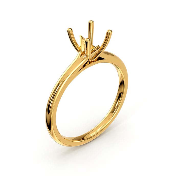 18K Yellow Gold 6.5mm Round Solitaire Stone Ring Mounting