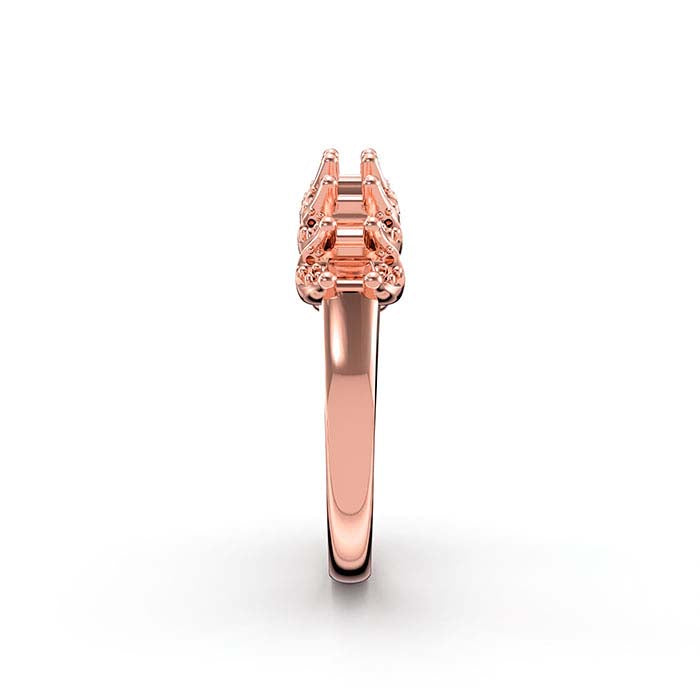 14K Rose Gold 4 x 2.5mm Oval Nine Stone Ring Mounting