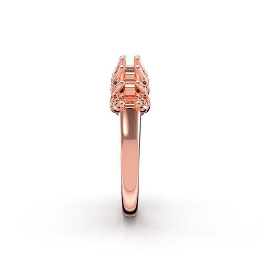 14K Rose Gold 4 x 2.5mm Oval Nine Stone Ring Mounting