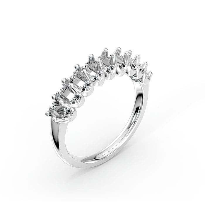 18K Weißgold 4 x 2,5 mm Oval Neun-Stein-Ringfassung