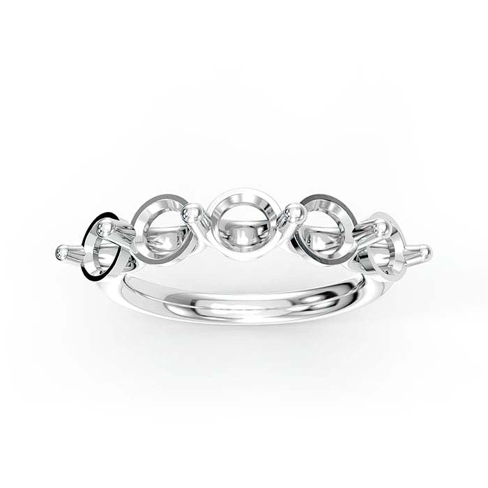 14K White Gold 5mm Round Five Stone Ring Mounting