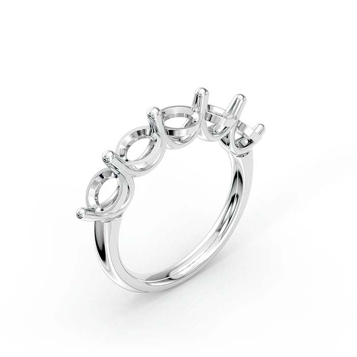 18K White Gold 5mm Round Five Stone Ring Mounting