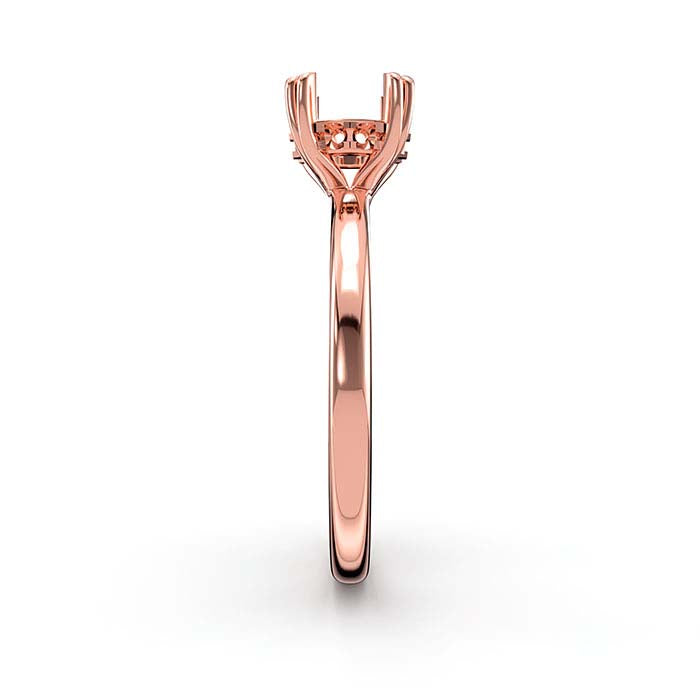 14K Rose Gold 6.5mm Round Halo Double-Prong Stone Ring Mounting