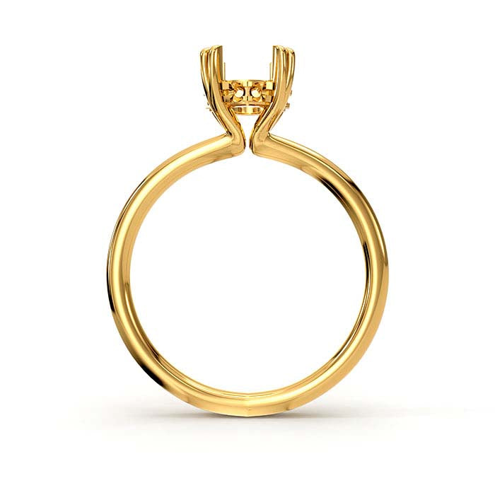 14K Yellow Gold 6.5mm Round Halo Double-Prong Stone Ring Mounting