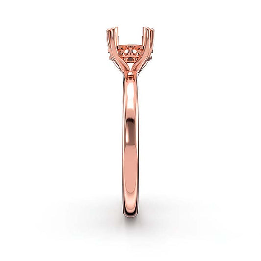 18K Rose Gold 6.5mm Round Halo Double-Prong Stone Ring Mounting