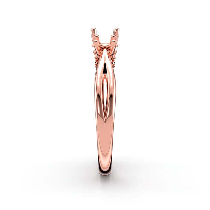 14K Rose Gold Round Multi Stone Ring Mounting