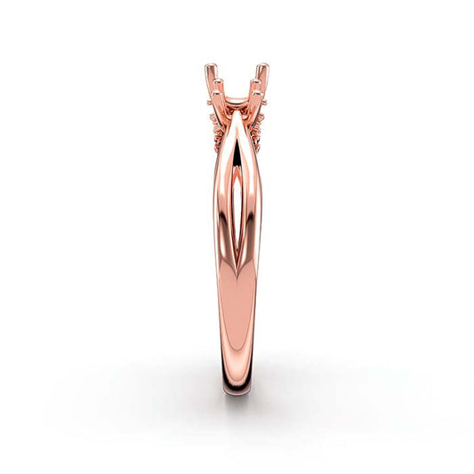 14K Rose Gold Round Multi Stone Ring Mounting