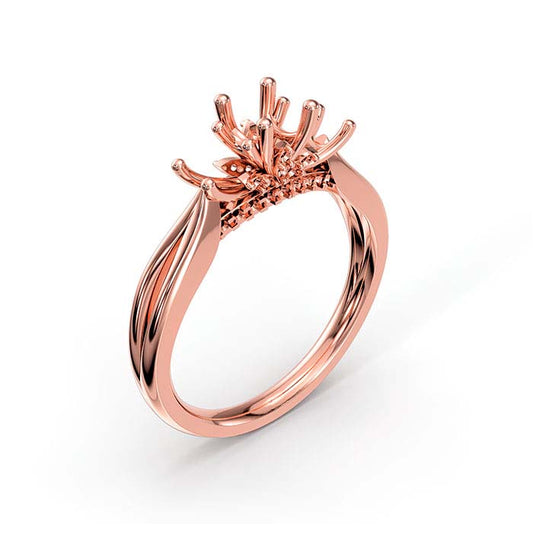 14K Rose Gold Round Multi Stone Ring Mounting