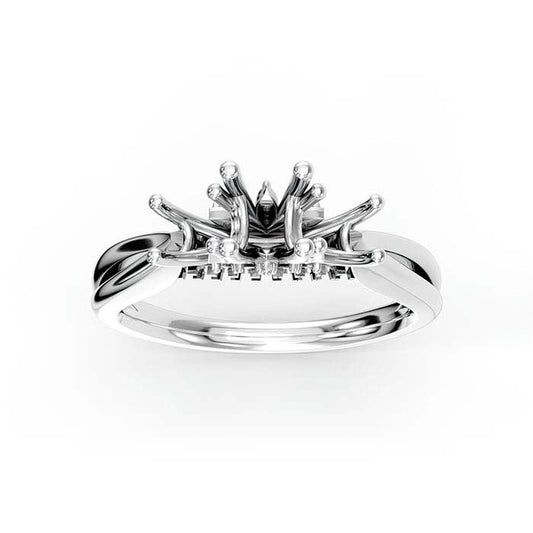 14K White Gold Round Multi Stone Ring Mounting