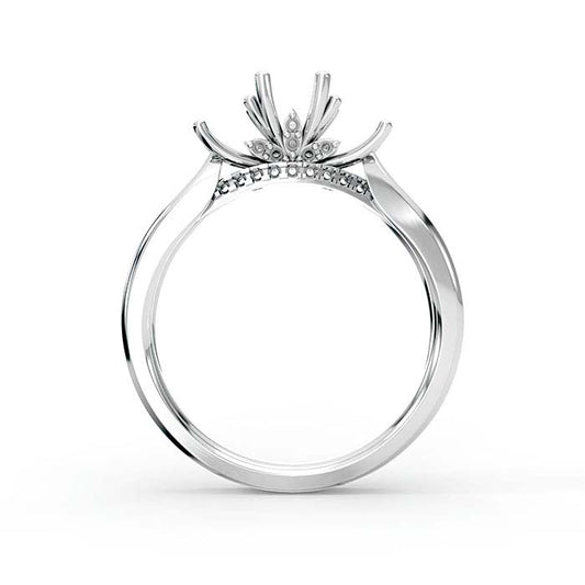 14K White Gold Round Multi Stone Ring Mounting