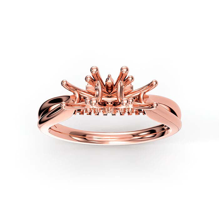 18K Rose Gold Round Multi Stone Ring Mounting