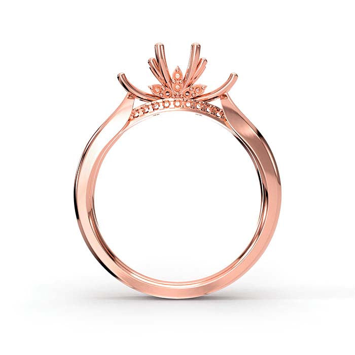 18K Rose Gold Round Multi Stone Ring Mounting