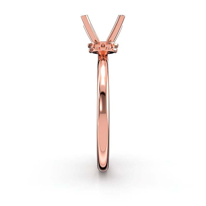 14K Rose Gold 6.5mm Round Halo Stone Ring Mounting