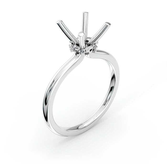 18K White Gold 6.5mm Round Halo Stone Ring Mounting
