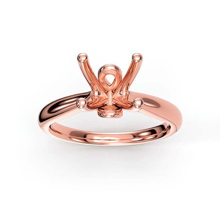 14K Rose Gold 8mm Round Solitaire Stone Ring Mounting