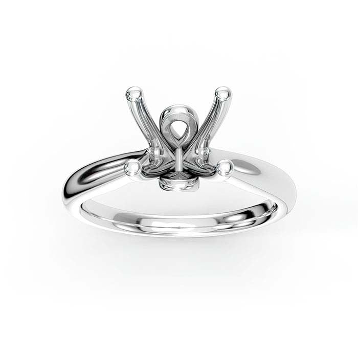 14K White Gold 8mm Round Solitaire Stone Ring Mounting