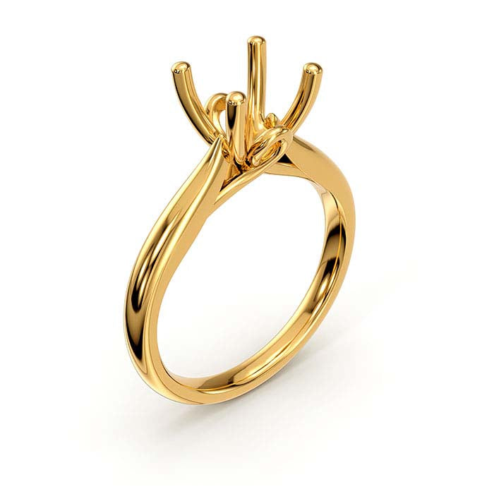 14K Yellow Gold 8mm Round Solitaire Stone Ring Mounting