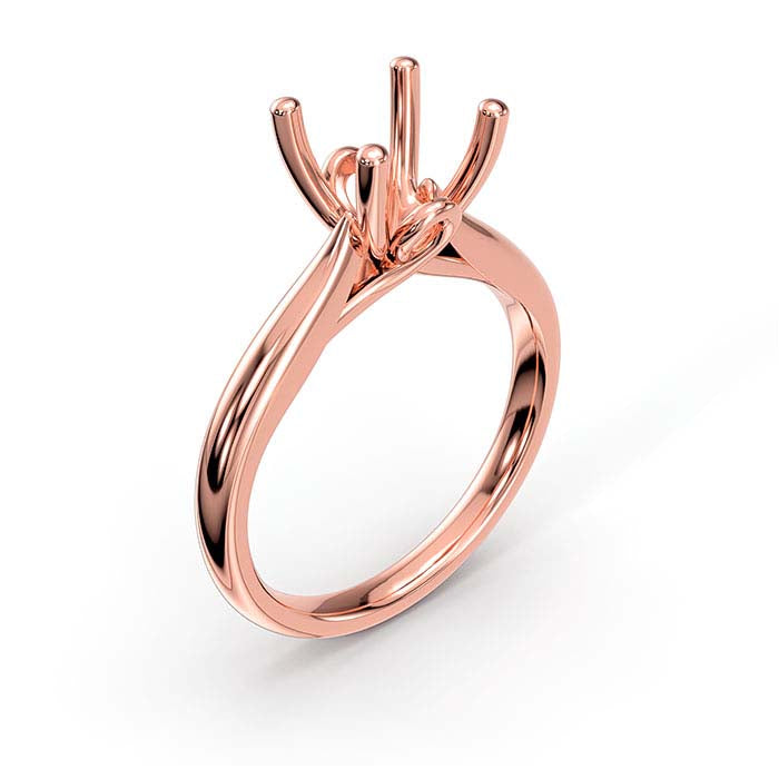 18K Rose Gold 8mm Round Solitaire Stone Ring Mounting
