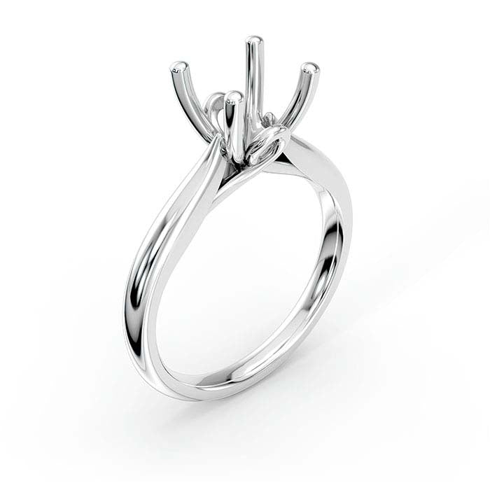 18K White Gold 8mm Round Solitaire Stone Ring Mounting