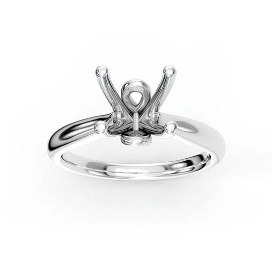 18K White Gold 8mm Round Solitaire Stone Ring Mounting