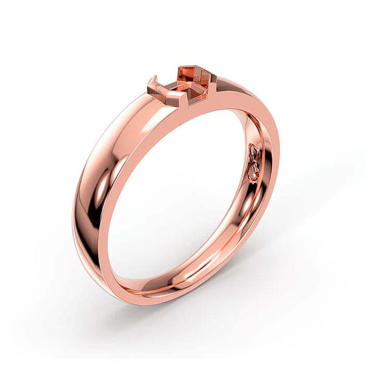 14K Rose Gold 5 x 4mm Emerald-Cut Solitaire Stone Ring Mounting