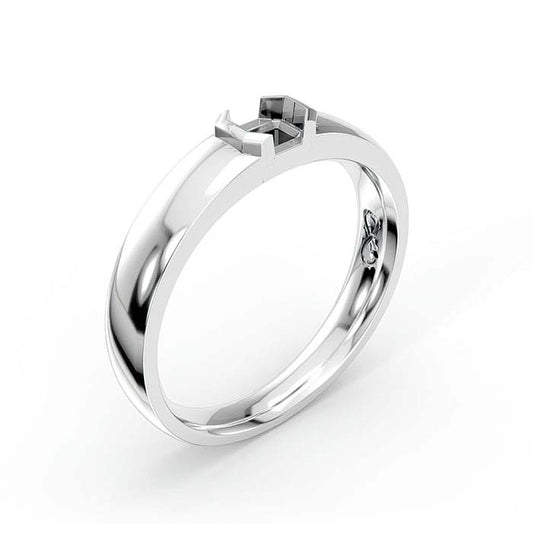 18K White Gold 5 x 4mm Emerald-Cut Solitaire Stone Ring Mounting