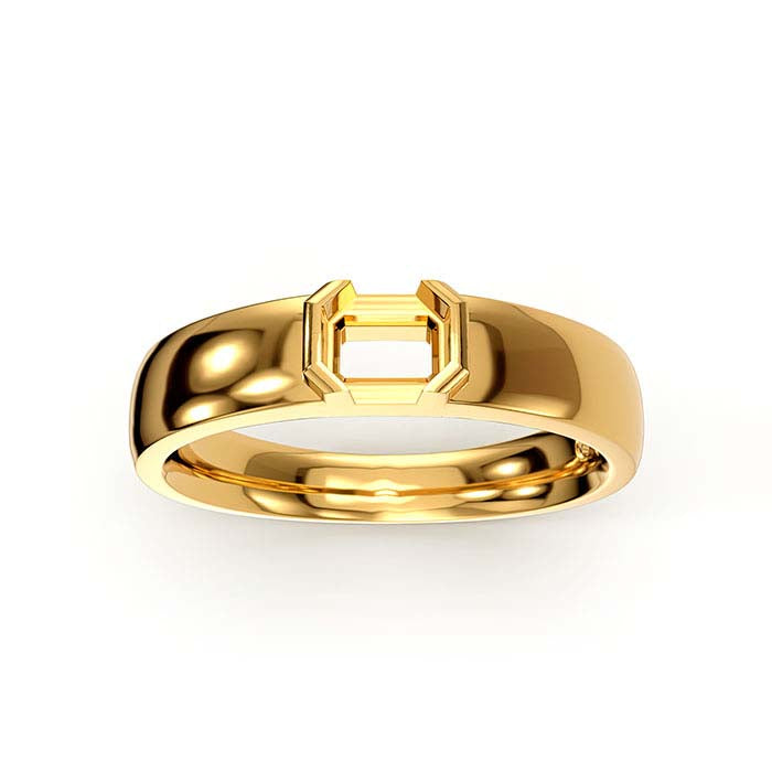 18K Yellow Gold 5 x 4mm Emerald-Cut Solitaire Stone Ring Mounting