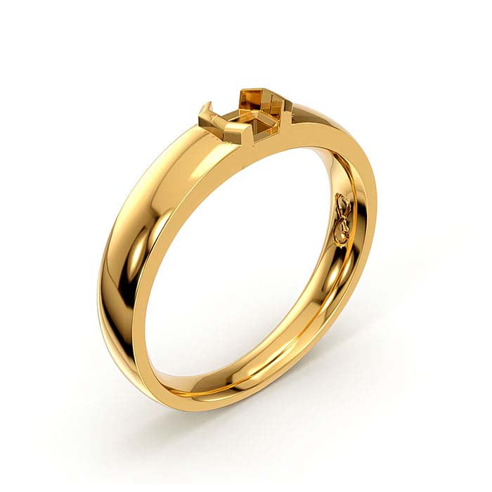 18K Yellow Gold 5 x 4mm Emerald-Cut Solitaire Stone Ring Mounting