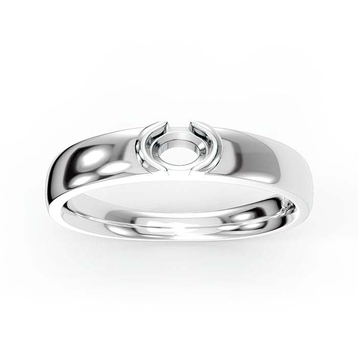 14K White Gold 5 x 4mm Oval Solitaire Stone Ring Mounting