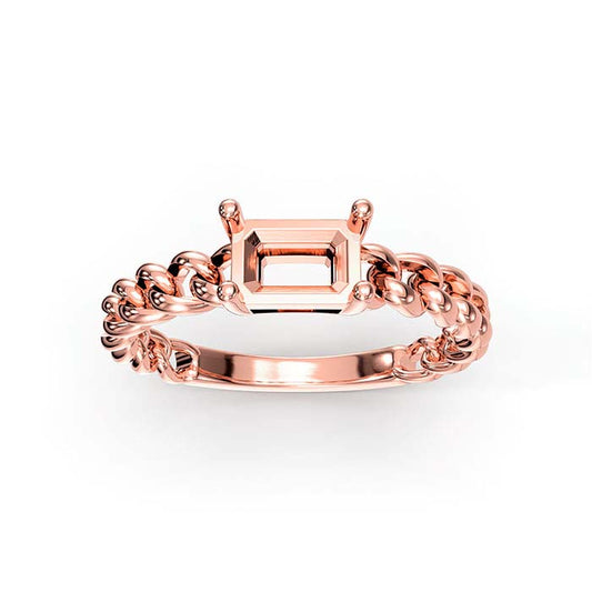 14K Roségold 7 x 5mm Smaragdschliff Stein Ringfassung