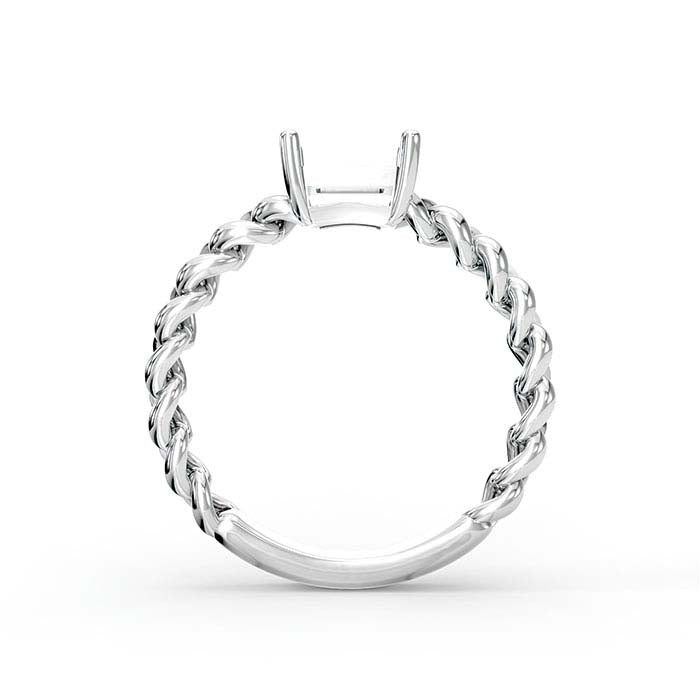 14K Weißgold 7 x 5mm Smaragdschliff-Stein Ringfassung