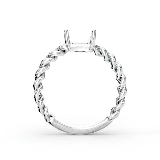 14K Weißgold 7 x 5mm Smaragdschliff-Stein Ringfassung