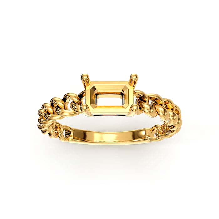 18K Yellow Gold 7 x 5mm Emerald-Cut Stone Ring Mounting