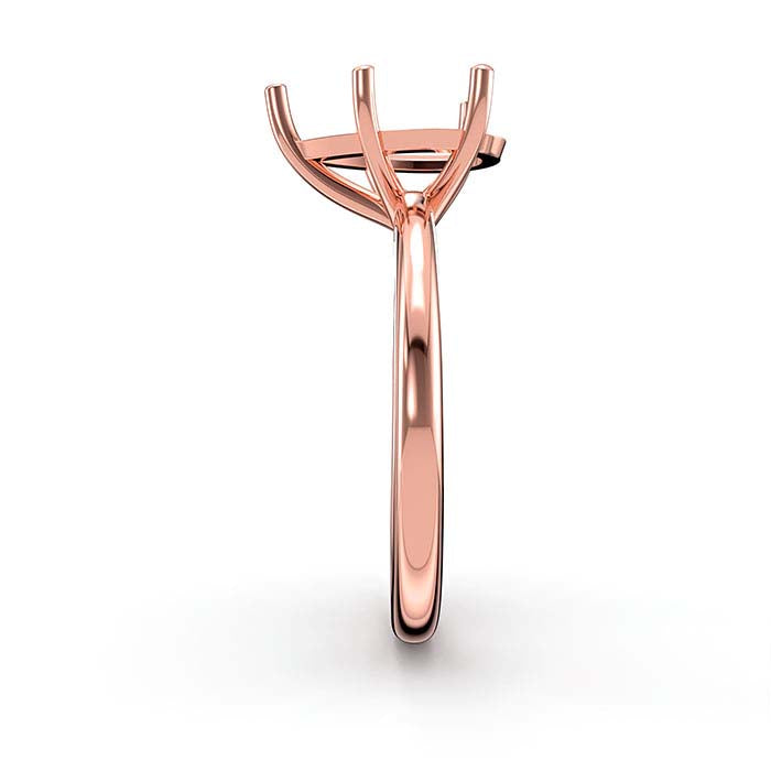 14K Rose Gold 12 x 7.5mm Pear Solitaire Stone Ring Mounting