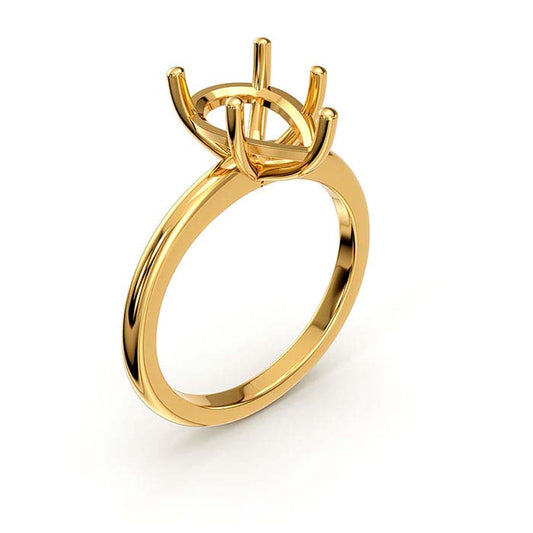 18K Yellow Gold 12 x 7.5mm Pear Solitaire Stone Ring Mounting