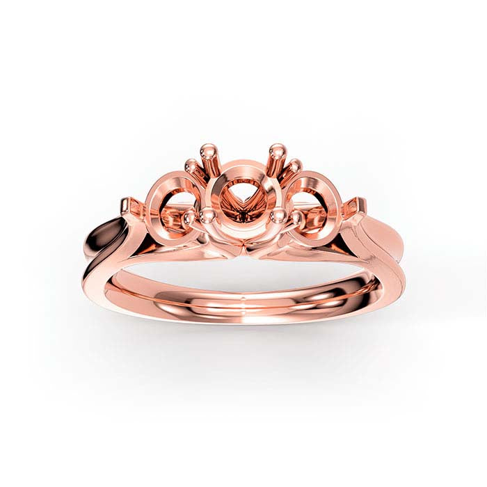 14K Rose Gold Round & Oval Stone Ring Mounting