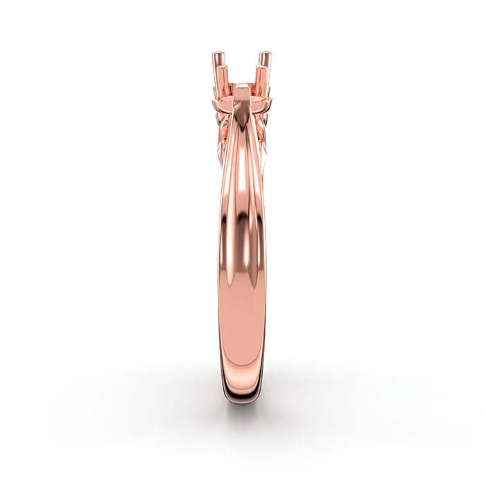 14K Rose Gold Round & Oval Stone Ring Mounting