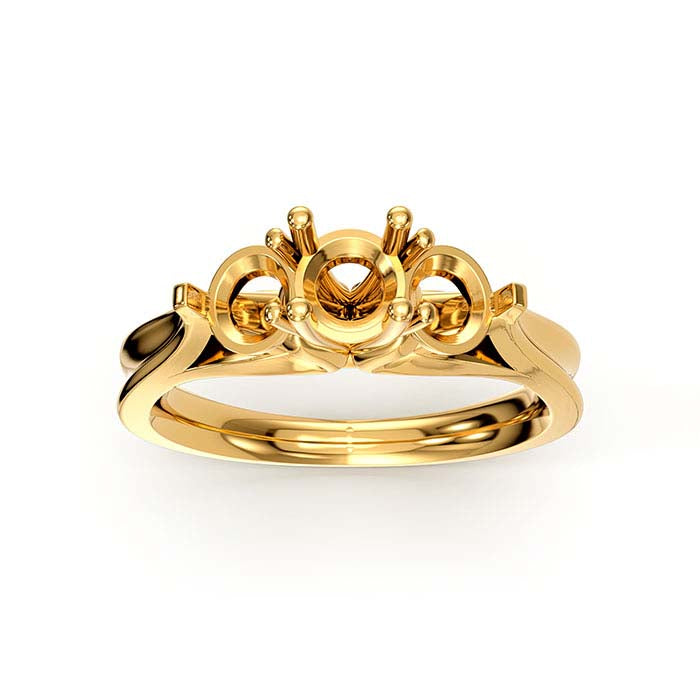 Ringfassung aus 14 Karat Gelbgold mit runden und ovalen Steinen