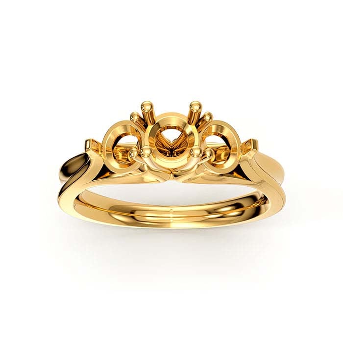 14K Żółte Złoto Okrągłe i Owalne Gniazdo Pierścionka na Kamień