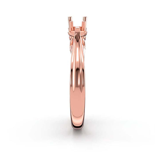 خاتم تركيب حجر دائري وبيضاوي من الذهب الوردي عيار 18 قيراط