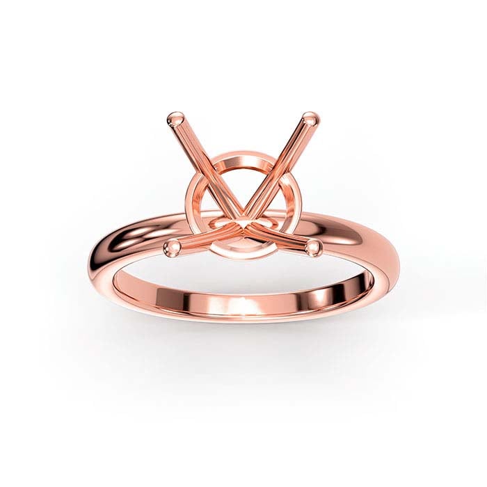 18K Rose Gold 6.5mm Round Basket Solitaire Stone Ring Mounting