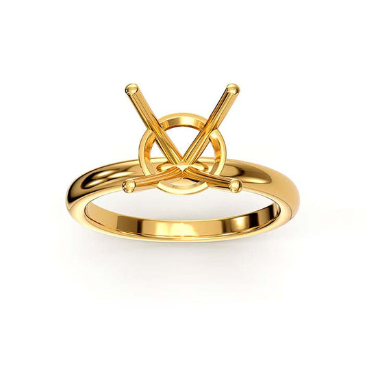 18K Żółte Złoto 6,5 mm Okrągły Koszykowy Pierścień z Oprawą na Kamień Solitaire