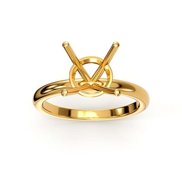 18K Gult Guld 6,5 mm Rund Korg Solitaire Stenring Infattning