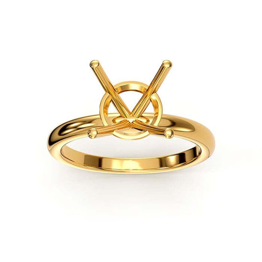 18K Żółte Złoto 6,5 mm Okrągły Koszykowy Pierścień z Oprawą na Kamień Solitaire