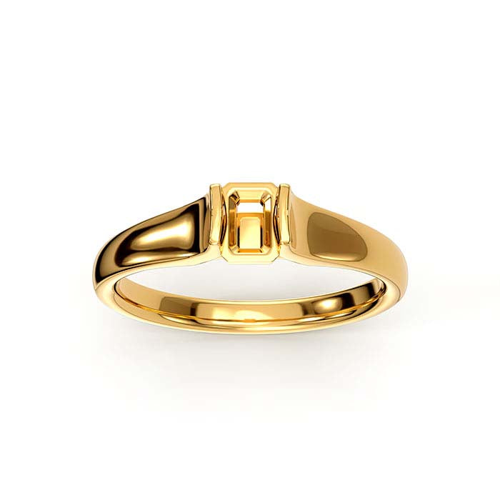 18K Yellow Gold 5 x 4mm Emerald-Cut Stone Ring Mounting