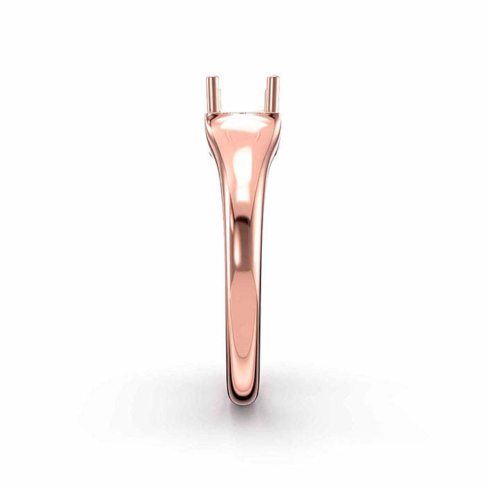14K Rose Gold 4.5mm Princess Solitaire Stone Ring Mounting