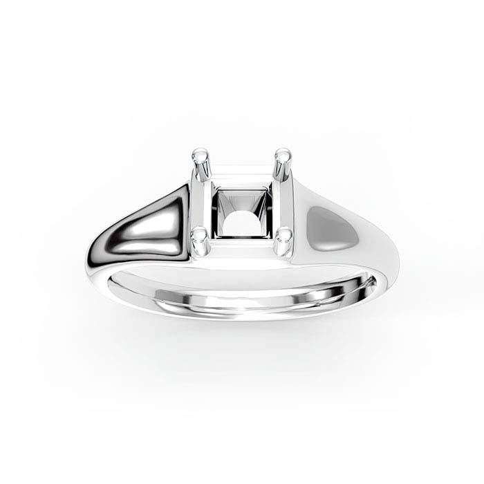 14K White Gold 4.5mm Princess Solitaire Stone Ring Mounting