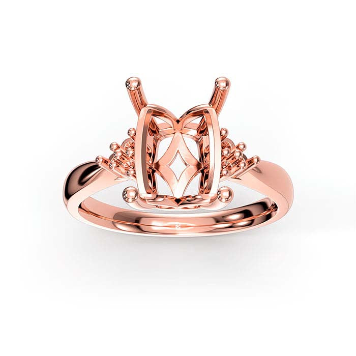 14K Rose Gold 10 x 7mm Emerald-Cut Stone Ring Mounting