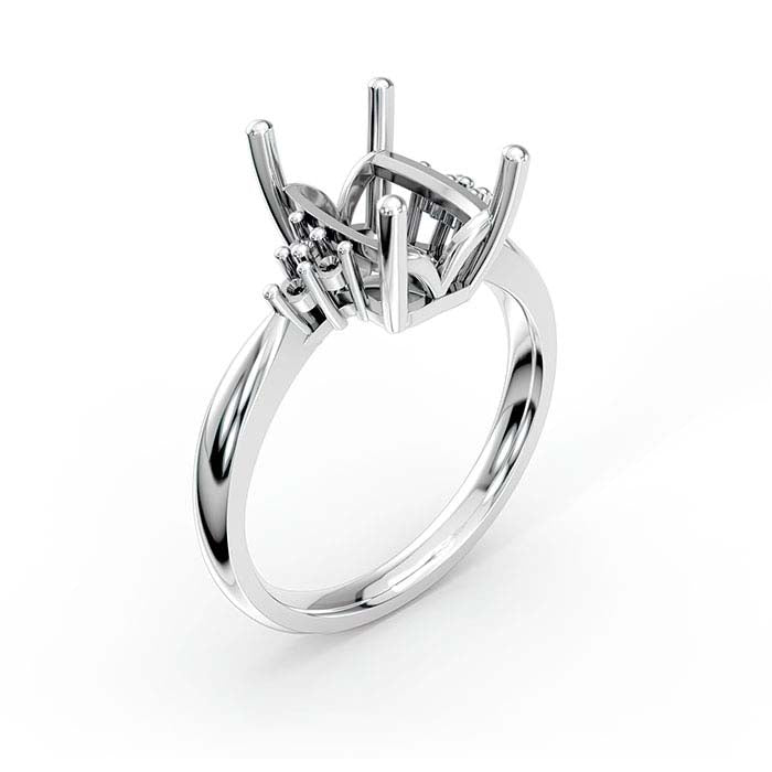 14K White Gold 10 x 7mm Emerald-Cut Stone Ring Mounting