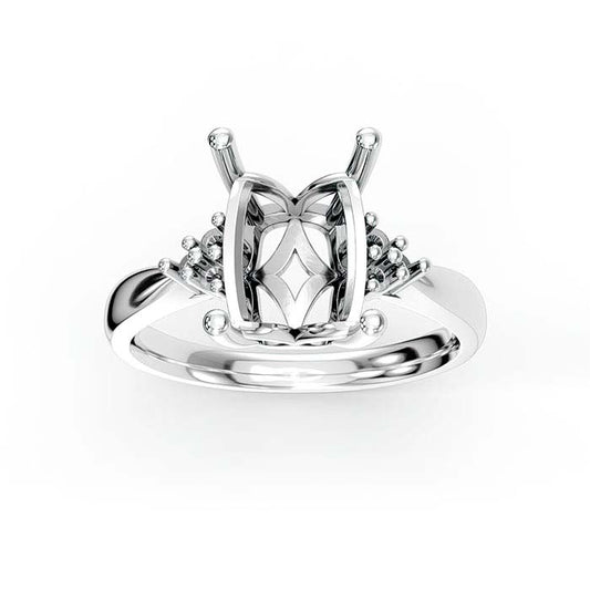 14K Weißgold 10 x 7mm Smaragdschliff-Stein Ringfassung